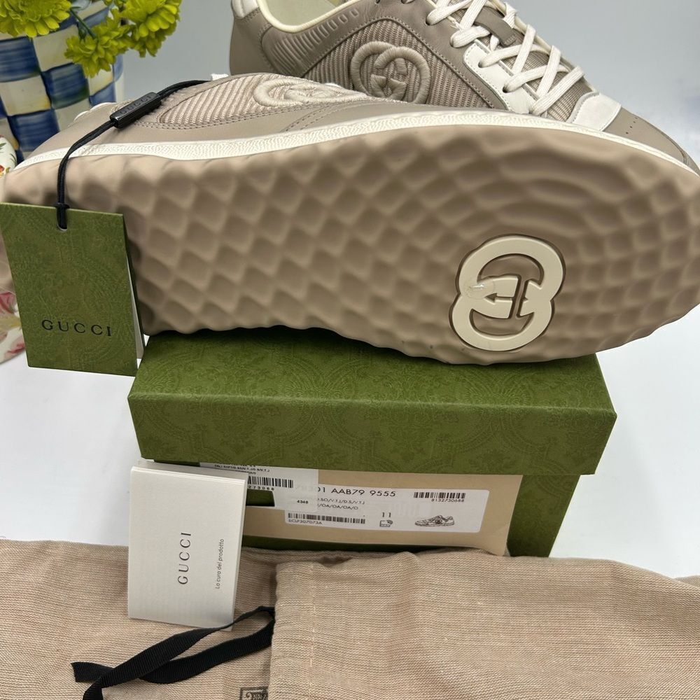 Men's Gucci Mac 80 low top leather  sneakers size 11 fits 11.5 US made in Italy - Picture 7 of 13